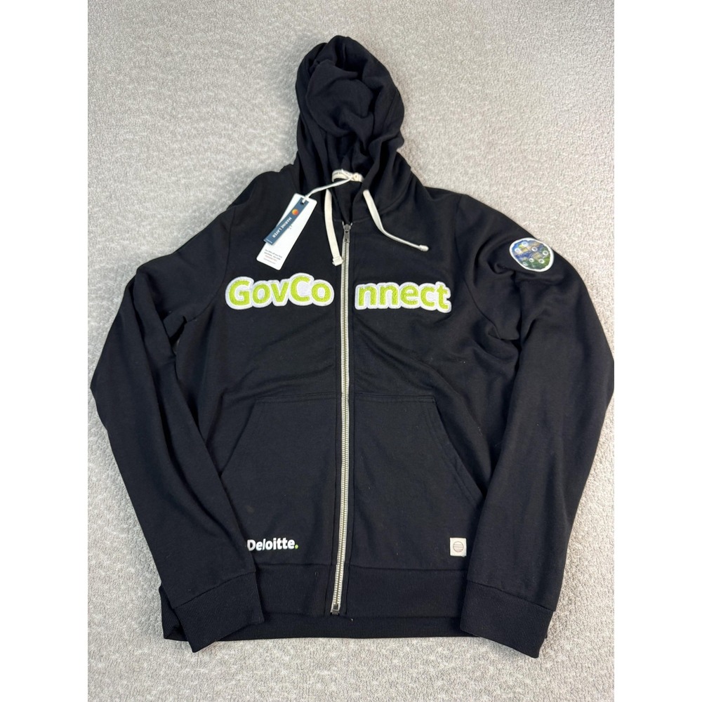 Marine Layer Hoodie Womens Small Black Full Zip Deloitte GovConnect Fleece Logo